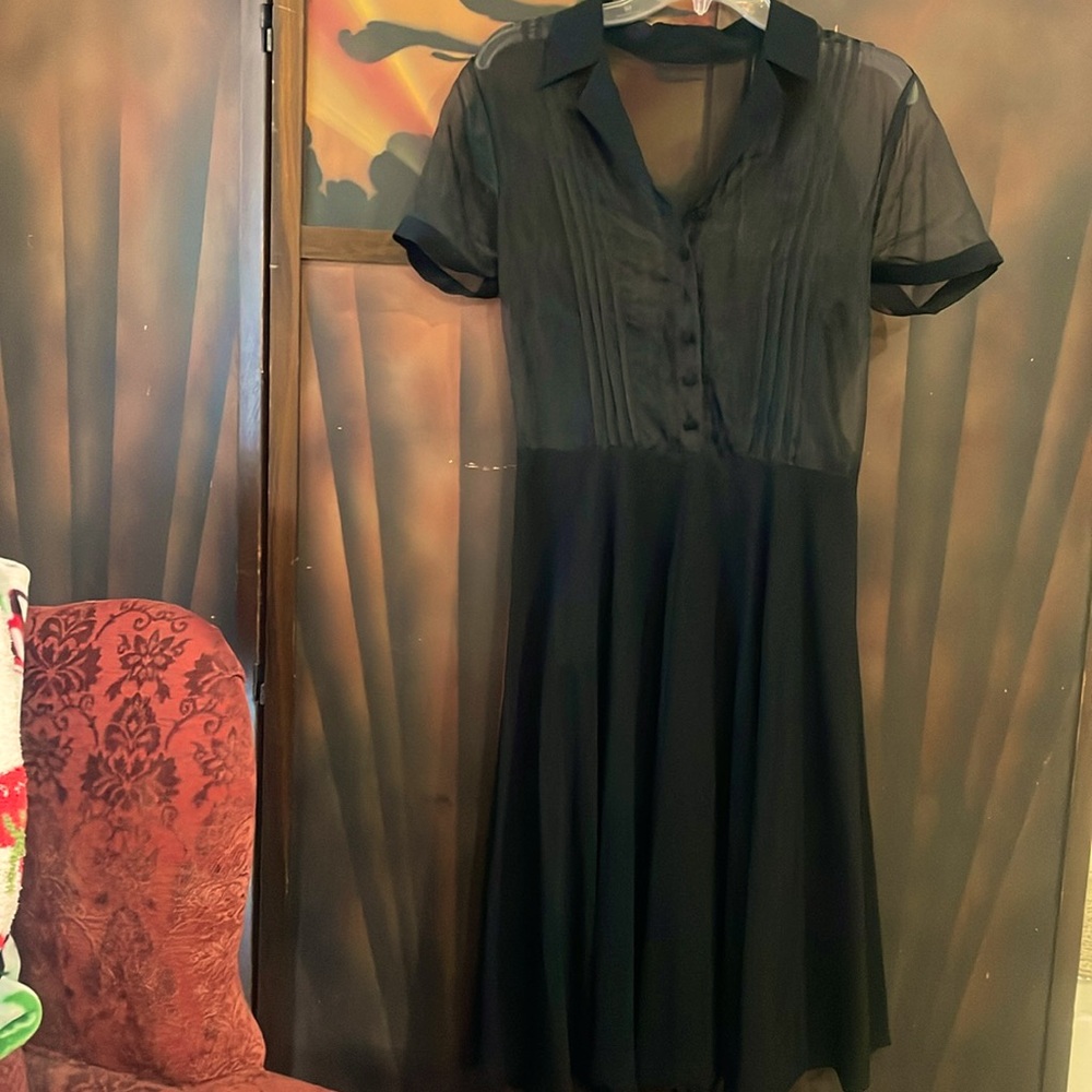 Unique Vintage reproduction black dress size L 10-12